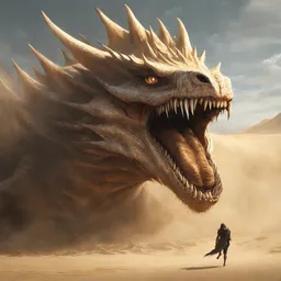 A giant desert worm, a relative of a Dragon